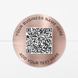 QR Code Promotionele Roze Goud Ronde Sticker