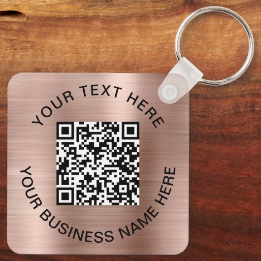 QR Code Promotionele Roze Goud Sleutelhanger (Achterkant)