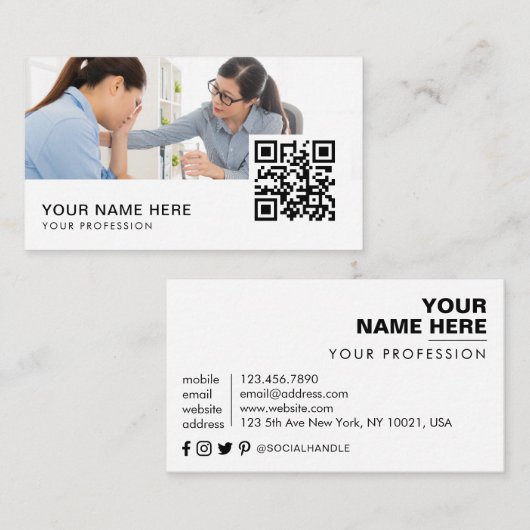 QR-code psycholoog Visitekaartje (Voorkant / Achterkant)