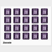 QR Code purple cute lost found Vierkante Sticker (Vel)
