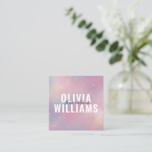 QR Code Purple Rose Galaxy Carré Carte de visite (Debout devant)