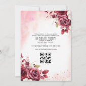 QR Code Quinceanera Floral Bourgondië Prinses Kaart (Achterkant)