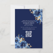 QR Code Quinceanera Floral Royal Blue Princess Kaart (Achterkant)