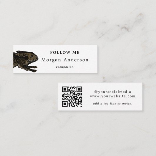 QR Code Rabbit Social Media Mini Visitekaartje (Voorkant / Achterkant)