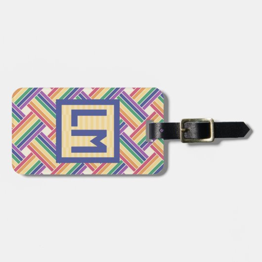 QR Code  regenboog weefpatroon Bagagelabel (Voorkant horizontaal)