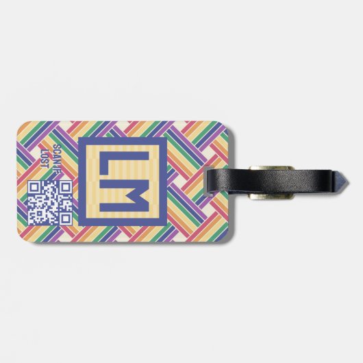 QR Code  regenboog weefpatroon Bagagelabel (Achterkant horizontaal)