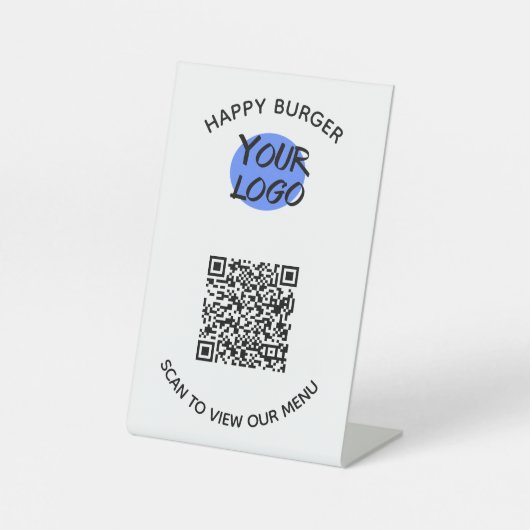QR-code Restaurant Minimalistisch Reclamebord Met Voetstuk (Voorkant)