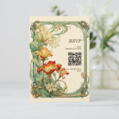 QR-code  Retro Art Nouveau Botanische RSVP (Staand voorkant)