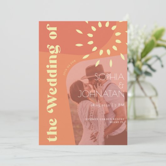 QR code retro gebrand sinaasappel vet FOTO rsvp br Kaart (Staand voorkant)