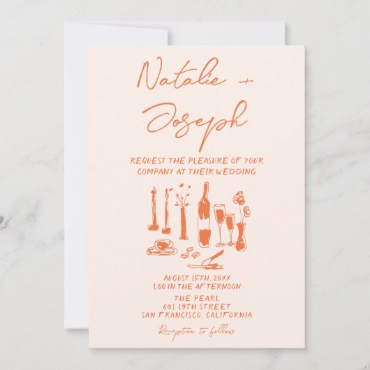 QR Code Retro Hand getekend Heldere Kleurrijke Huw Kaart (Voorkant)