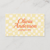 QR Code Retro Kleurrijke Hand getrokken Geruite Gr Visitekaartje (Voorkant)