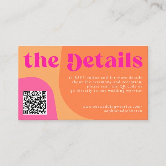QR Code retro trouwdetails website RSVP Informatiekaartje (Voorkant)