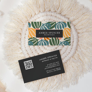 QR CODE RETRO VERLAAT GROOVY BOTANICAL VISITEKAARTJE