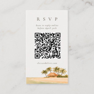 QR-code Riviera Maya Beachside Palm RSVP-kaart Informatiekaartje