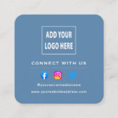 QR-code robuust blauw volg scannen om verbinding m Vierkante Visitekaartje (Voorkant)