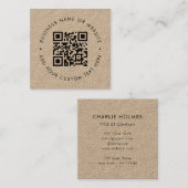 QR-code | Robuust Kraft Moderne Minimale Beroeps Vierkante Visitekaartje (Voorkant / Achterkant)