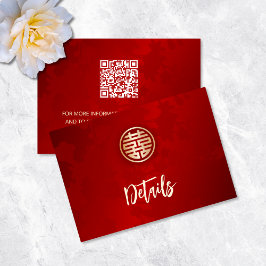 QR-code | Rode Chinese bruiloft details Informatiekaartje