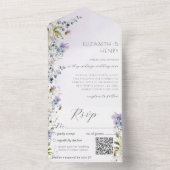 QR-code Romantische wilde bloem All In One Uitnodiging (Binnen)