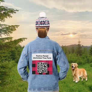 QR Code Rood Buffalo Rut Streepjes Rustieke Barcod Denim Jacket