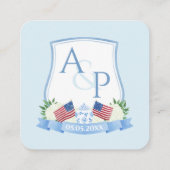 QR Code Rood Wit Blauw Monogram Bruiloft Website Informatiekaartje (Achterkant)