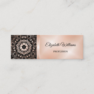 QR-code   Roos Gold Black Floral Mandala Mini Visitekaartje