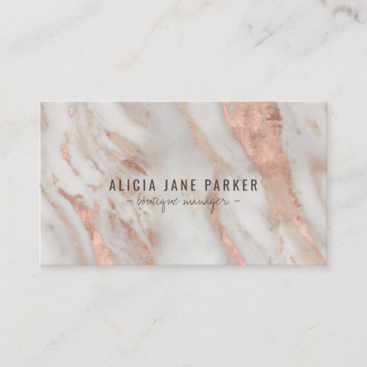 QR CODE roos goudbruine marmer elegant Visitekaartje (Voorkant)