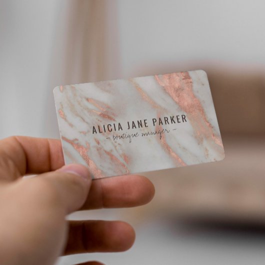 QR CODE roos goudbruine marmer elegant Visitekaartje