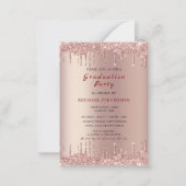 QR Code Roos Gouden Glitter Afstuderen Uitnodiging (Voorkant)