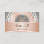 QR-code | Roos gouden Mandala Turtle Visitekaartje (Voorkant)