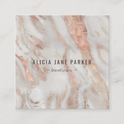 QR code roos gouden marmer elegante professional Vierkante Visitekaartje (Voorkant)