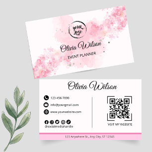 QR Code rose Carte de visite moderne