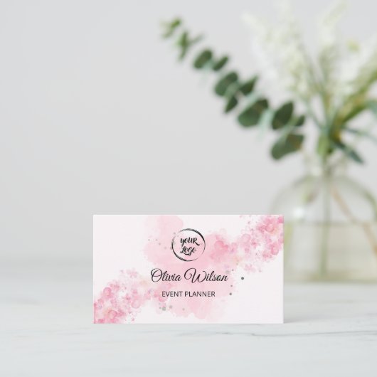 QR Code rose Carte de visite moderne (Debout devant)