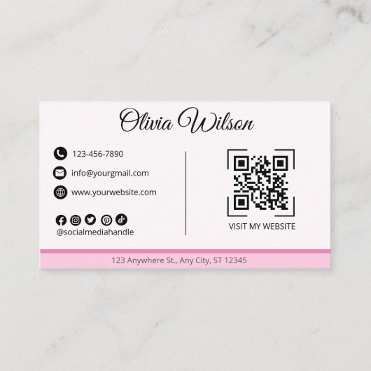 QR Code rose Carte de visite moderne (Dos)