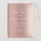 QR Code Rose Gold Baby Boy Shower Invitation Card (Devant)