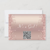 QR Code Rose Gold Baby Girl Shower Invitation (Dos)