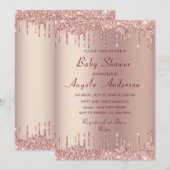 QR Code Rose Gold Baby Girl Shower Invitation (Devant / Derrière)
