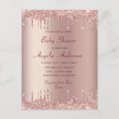 QR Code Rose Gold Blush Baby Girl Invitation de do (Devant)