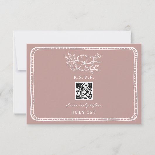 QR Code rose Mariage Floral QR RSVP (Devant)