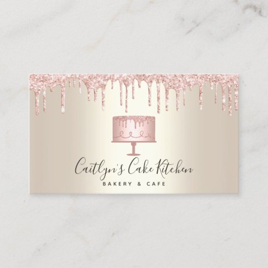 QR-code Roze bankbakkerij dessert Glitter Drip Gol Visitekaartje (Voorkant)