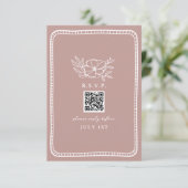QR Code Roze Bloemen Huwelijk QR RSVP (Staand voorkant)