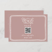 QR Code Roze Bloemen Huwelijk QR RSVP (Voorkant / Achterkant)