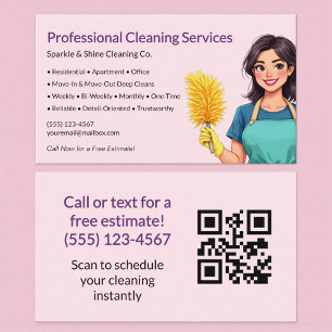 QR Code Roze Dienst Schoonmaakservice Visitekaartje