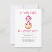 QR Code Roze Dinosaurus Uitkomen Snel Baby shower Kaart (Voorkant)