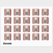 QR Code Roze Goud Glitter Druppels Script Zakelijk Vierkante Sticker (Vel)