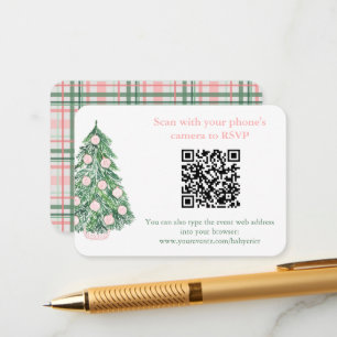 QR Code Roze Groene Kerstmis RSVP of Register Informatiekaartje
