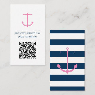 QR-code Roze Navy Nautical Vrijgezellenfeest Regis Informatiekaartje
