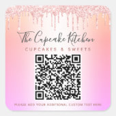 QR-code Roze roze roze druppelaar regenboogombre n Vierkante Sticker (Voorkant)