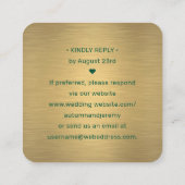 QR-code RSVP bruiloft — Groene goudbehuizing met d Vierkante Visitekaartje (Achterkant)