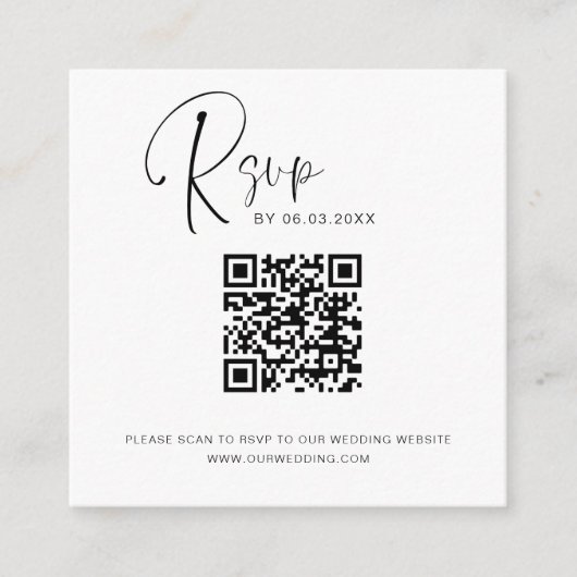 QR-code RSVP-bruiloft Website Elegant Enclosure Ca Informatiekaartje (Voorkant)