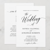 QR-code RSVP Elegant Black Calligraphy Wedding Kaart (Voorkant / Achterkant)